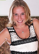 Mature Blond Babe Sky Pulls Panties Down Over Tan Lined Ass.
