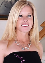 Busty Mature Monique Slides Black Dress Off Her Tight Body.