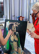 Mature.nl - Old & Young Lesbian Painting With Granny Lori Kirchantal And Young Babes Luna Rishi And Lilith Liber