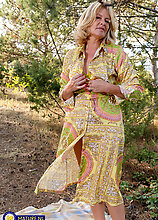 Diana Is A Hot Blonde Milf That Loves Masturbating In The Forest And Get Her Shaved Pussy Wet